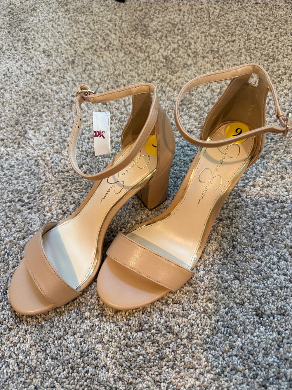 NWT Jessica Simpson Beige Tan Block Heel Ankle Strap Sandals Sz9